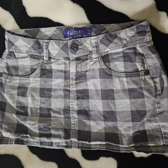 Miley Cyrus And Max Azria Gray Checkered Plaid Mini Skirt Vintage - Picture 2 of 6
